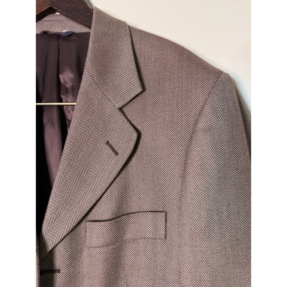 Banana Republic 38S Brown Herringbone Cotton Wool Blazer Sport Coat Notch‎ Lapel